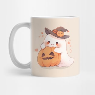 Sheet Ghost and jack-o-lantern. The Spooky Month Joyful Reunion. Mug